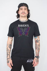 Camiseta Unissex Preta Borboleta Correntes